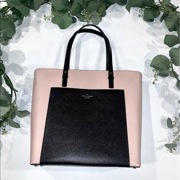 Kate Spade Grand Street Sadie Leather Tote Pink & Black - Picture 2 of 12